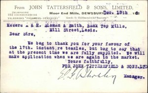 DEWSBURY WEST YORKSHIRE John Tattersfield & Sons Ltd Teazles Fulfillment PC