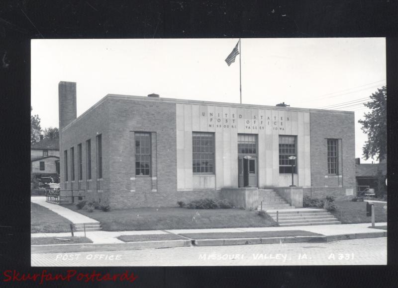 RPPC MISSOURI VALLEY IOWA POST OFFICE VINTAGE REAL PHOTO POSTCARD LL COOK