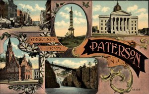 Paterson New Jersey NJ Multi-View Greetings c1910 Vintage Postcard