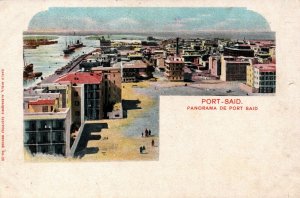 Egypt Port Said Panorama Vintage Litho Postcard 08.98