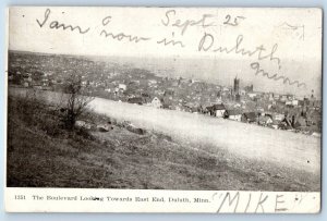 1906 Duluth Minnesota MN Postcard Boulevard Looking Towards East End Road Posted