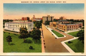 Michigan Detroit Woodward Avenue Showing Library and Museum