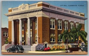 Clearwater Florida 1940s Postcard City Hall Building Cars