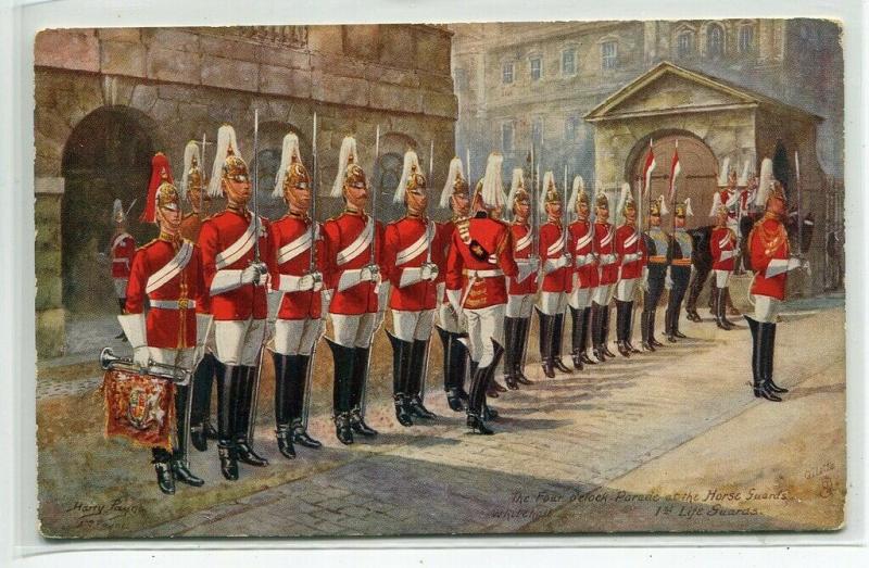 Four O'Clock Parade Horse First Life Guards Army Military London Tuck postcard