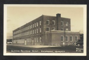 RPPC ANCHORAGE ALASKA RAILROAD DEPOT TRAIN STATION REAL PHOTO POSTCARD