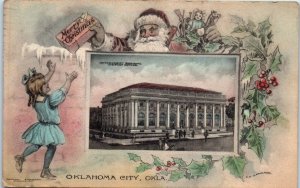 1910s Merry Christmas Santa Claus Oklahoma City OK Postcard