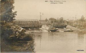 C-1910 ALLEGAN MICHIGAN Dam RPPC Real Photo postcard 4993