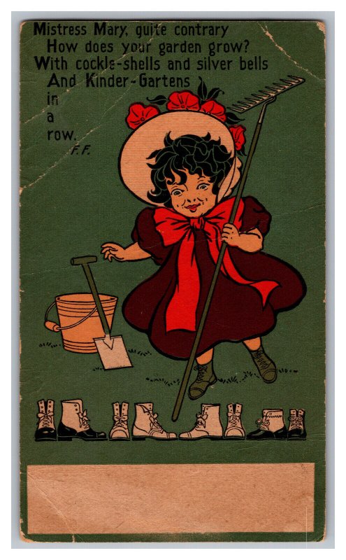 Postcard Mistress Mary Quite Contrary How Does Your Garden Grow Kinder Gartens