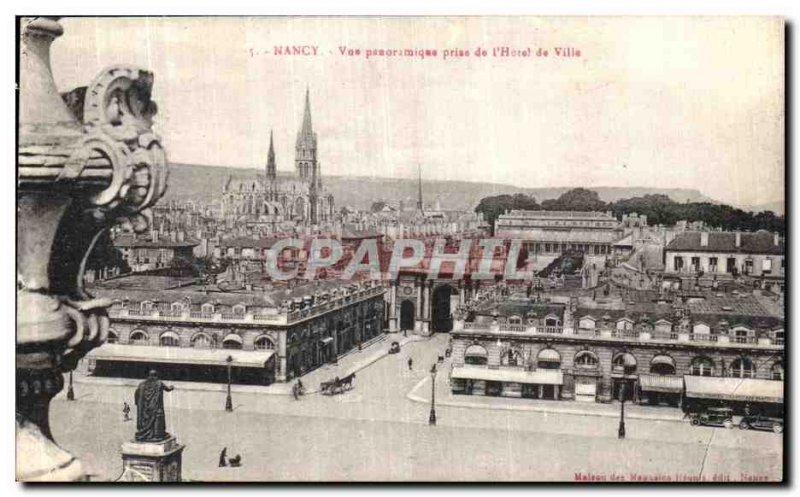 Old Postcard Nancy Panoramic View from the town hall