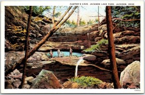 VINTAGE POSTCARD CANTER'S CAVE AT JACKSON LAKE PARK AT JACKSON OHIO (1920s)