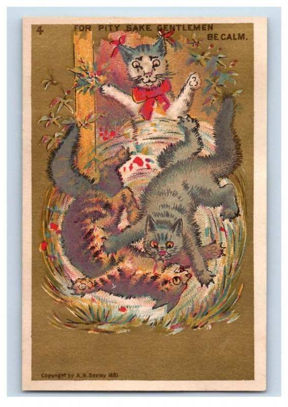 1870's-80's Creepy Cat A.B. Sealey Set Of 6 Original Victorian Trade Card P62