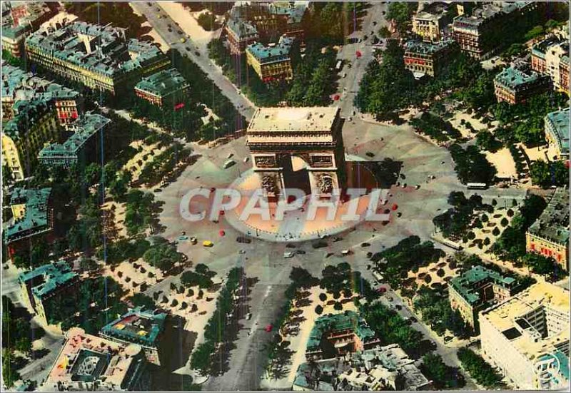 Modern Postcard Under the Sky of Paris Aerial view of the Place Charles de Ga...