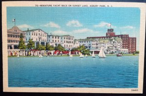 Vintage Postcard 1930-1945 Miniature Yacht Race, Sunset Lake, Asbury Park, NJ