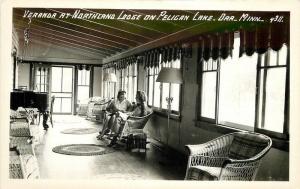 1940s Orr Minnesota Veranda Northland Lodge Interior RPPC real photo 10088