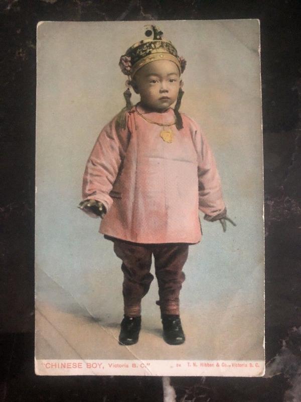 Mint Canada RPPC Postcard Chinese Boy Victoria BC