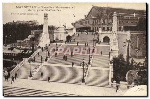 Old Postcard Marseille Escalier Monumental De La Gare St Charles