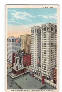 Detroit Michigan MI Postcard 1924 View of Griswold Street From Majestic Building