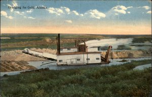 Gold Dredging Barge in Alaska c1910 Postcard