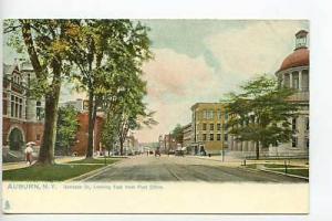 Auburn NY Street Vue Horse Wagons Tuck Postcard