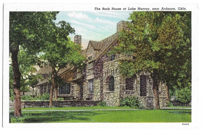 The Rock House at Lake Murray, near Ardmore, Oklahoma, unused linen American Art