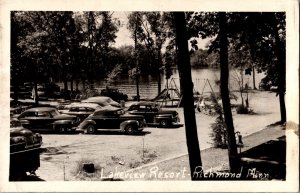 RPPC Lakeview Resort Cars Lake Playground Richmond MN Vintage Postcard K57