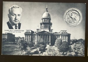 Springfield, Illinois/IL Postcard, State Capitol Building,Sec Of State Carpenter