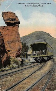 Overland Limited Train Pulpit Rock Echo Canyon, Utah 1914 RPO Vintage Postcard