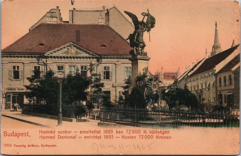 Hungary Budapest Honved Szobor Vintage Postcard C118