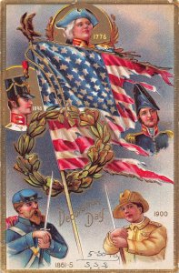 US Patriotic 1914 Decoration Day Personalities Flag embossed postcard B986
