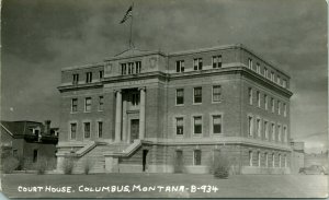 RPPC Columbus Montana MT - Stillwater County Court House UNP Postcard  S20