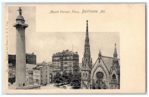 c1905s Mount Vernon Place Scene Baltimore Maryland MD Unposted Monument Postcard