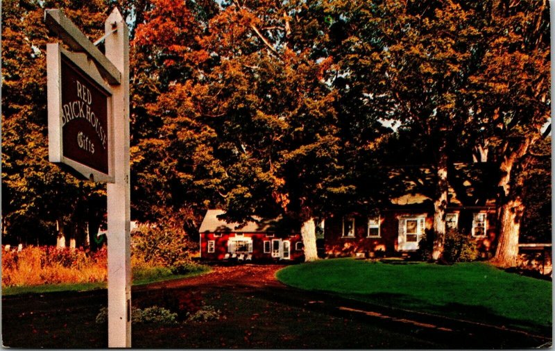 Vtg Meredith Neck New Hampshire NH Red Brick House Gift Shop Store Postcard