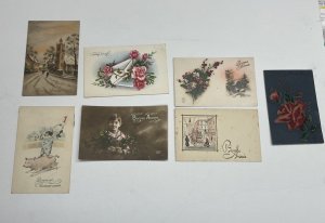 Lot 7 Bonne Annee Happy New Year French Postcards 1930s