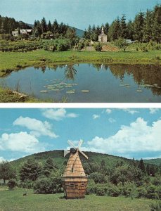 2~Postcards  Horse Shoe Run WV West Virginia  SMALLEST CHURCH & Nearby WINDMILL