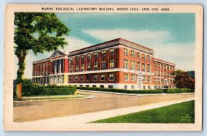 1940 Cape Cod Massachusetts Postcard Marine Biological Laboratory Building Woods