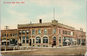 High River Alberta 3rd Street AB Alta Union Bank c1912 Postcard E83