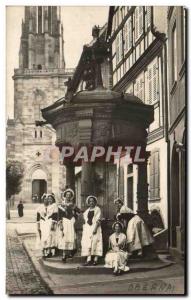 Old Postcard Obernai Women Folklore Caps