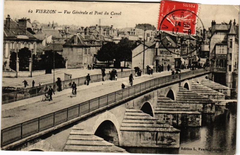 CPA VIERZON - Vue générale et Pont du Canal (634216)