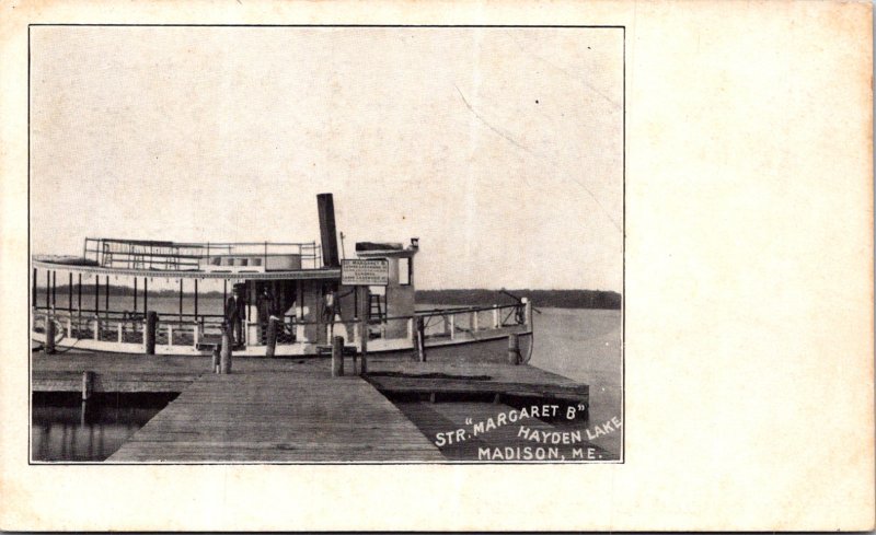 Madison ME Hayden Lake Steamer Margaret B dock c1905 undivided back postcard