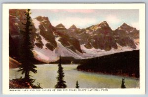 Moraine Lake Valley Of The Ten Peaks, Banff National Park, Byron Harmon Postcard