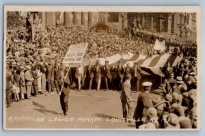 1929 American Legion Parade Louisville KY Crowded People RPPC Photo Postcard