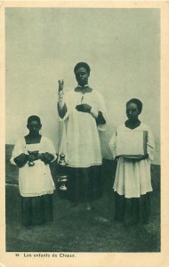 Africa ethnic native choralists colonial christianity vintage postcard 