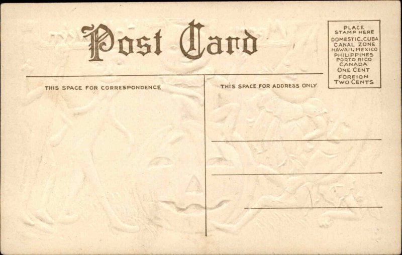 Halloween Vegetable People & JOL c1910 Embossed Postcard bnhs EXC COND 