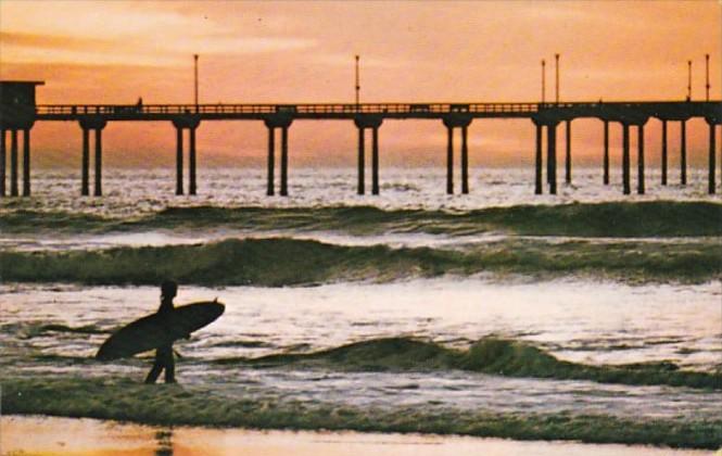 California Greetings From Southern California View Of Surfer At Sunset