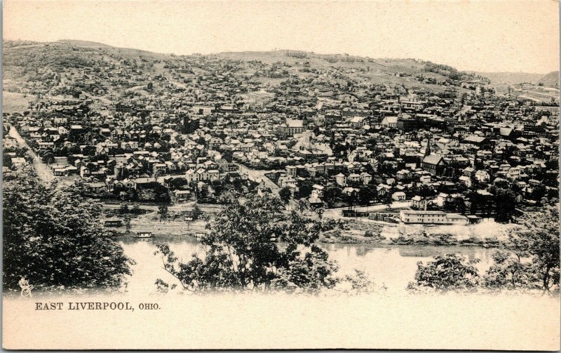 Vtg East Liverpool Ohio Aerial View Town City pre-1908 Raphael Tuck Postcard