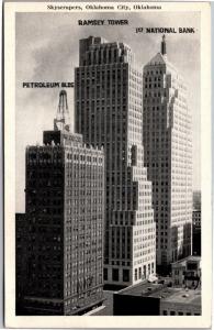 Oklahoma City Skyscrapers Ramsey, Petroleum, Bank Bldgs c1946 Vtg Postcard L14