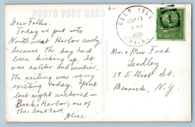 Camden Deer Isle Maine ME Postcard RPPC Photo Whitehall Inn Hotel Motel 1951