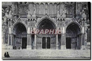 Old Postcard Chartres Cathedral Portal