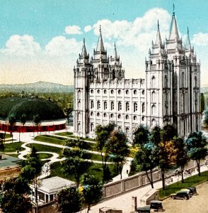 Temple Block Salt Lake City Utah Postcard Downtown Landmarks c1950-60s PCBG8A