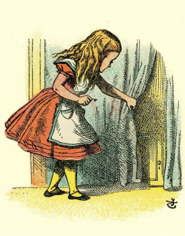 Alice In Wonderland Finds Door Rabbit Little Folks Book Edition Postcard